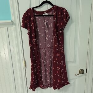 LOFT Red Floral Dress